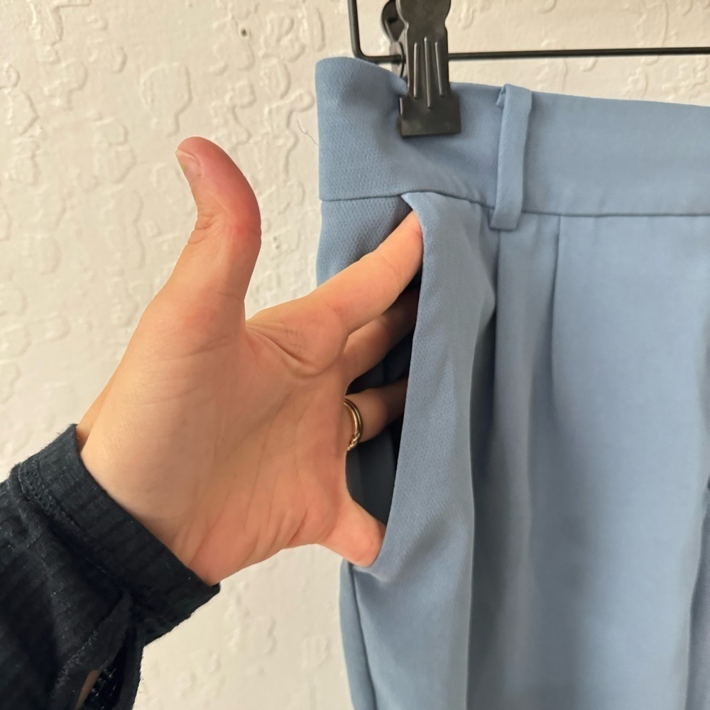Anthropologie Sasha Button Fly Tapered Trousers Iris Blue 4 - Picture 7 of 9